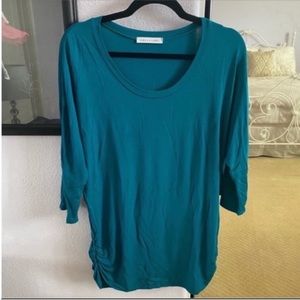 Women's Blue Chris & Carol Mid Sleeve Top with Cinched Sides Size Large